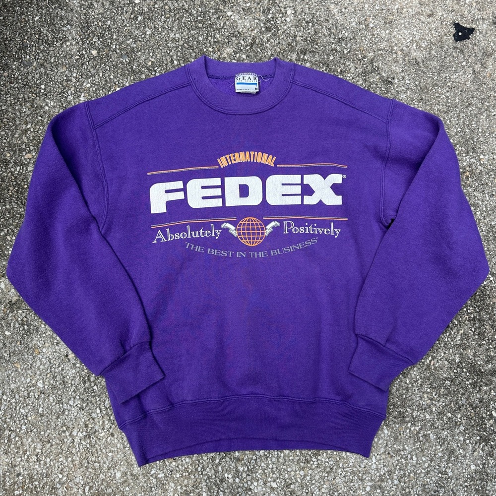 Vintage 90s FedEx Sweatshirt Gear For Sports Purple Crewneck Made in USA Medium